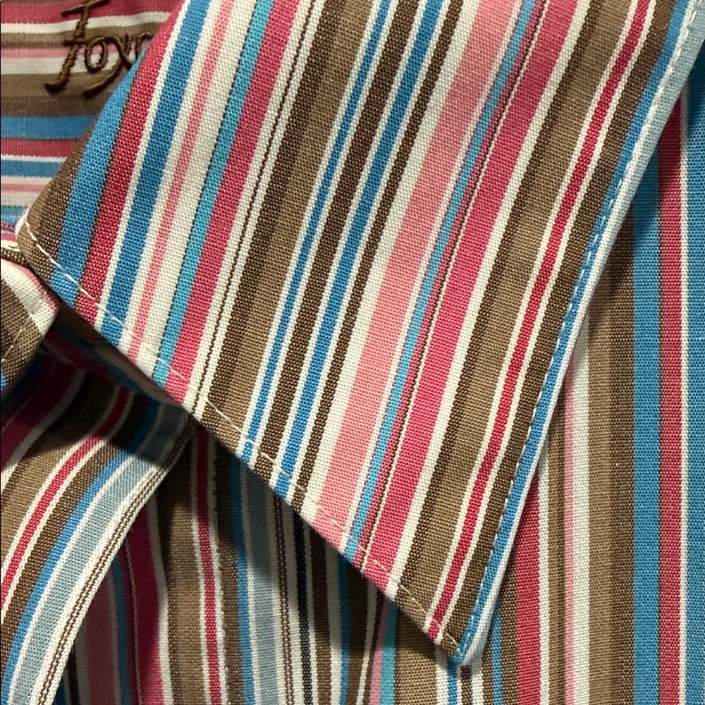 Foxcroft Women’s Long-Sleeve Stripe Button-Up — Pink, Blue, Brown - Picture 3 of 5